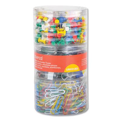 View larger image of Combo Clip Pack with 3-Tier Organizer Tub, (380) Small Paper Clips, (280) Push Pins, (46) Small Binder Clips, Assorted Colors