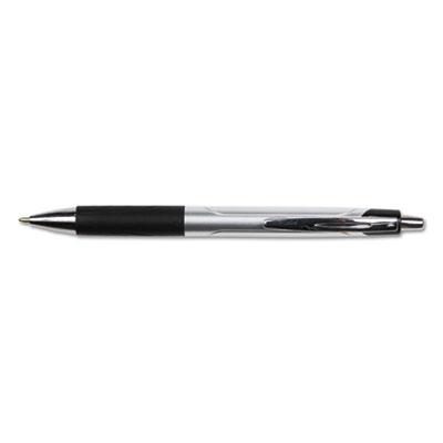 View larger image of Comfort Grip Ballpoint Pen, Retractable, Medium 1 mm, Black Ink, Silver/Black Barrel, Dozen