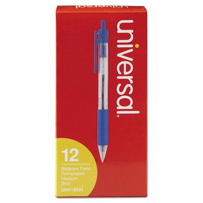 View larger image of Comfort Grip Ballpoint Pen, Retractable, Medium 1 mm, Blue Ink, Clear/Blue Barrel, Dozen