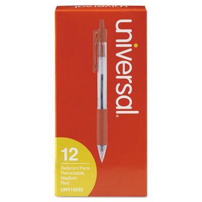 View larger image of Comfort Grip Ballpoint Pen, Retractable, Medium 1 mm, Red Ink, Clear/Red Barrel, Dozen