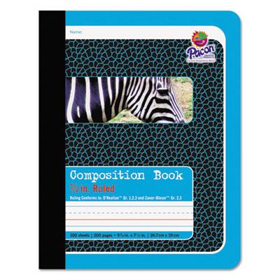 View larger image of Composition Book, D'Nealian 1-3, Zaner-Bloser 2-3, Illustration Boxes/College Rule, Blue Cover, (100) 9.75 x 7.5 Sheets
