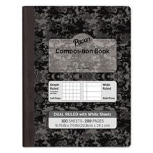 Composition Book, 20 lb Bond Weight Sheets, Wide/Legal Rule, Black Cover, (100) 9.75 x 7.5 Sheets
