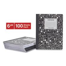 Composition Book, Wide/Legal Rule, Black Marble Cover, (100) 9.75 x 7.5 Sheets, 6/Pack