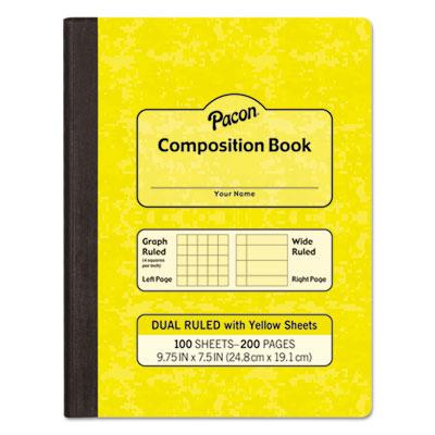 View larger image of Composition Book, Wide/Legal Rule, Yellow Cover, (100) 9.75 x 7.5 Sheets