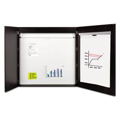 View larger image of Conference Cabinet, Porcelain Magnetic Dry Erase Board, 48 x 48, White Surface, Ebony Wood Frame