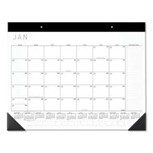 Contemporary Monthly Desk Pad, 22 x 17, White Sheets, Black Binding/Corners,12-Month (Jan to Dec): 2023