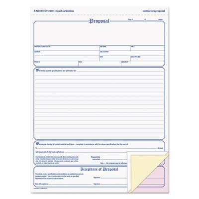 View larger image of Contractor Proposal Form, Three-Part Carbonless, 8.5 x 11.44, 50 Forms Total