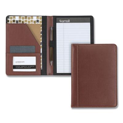 View larger image of Contrast Stitch Leather Padfolio, 6.25w x 8.75h, Open Style, Brown