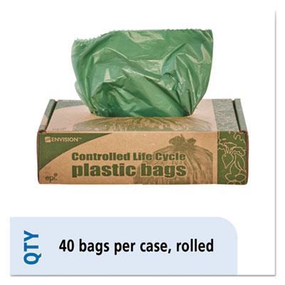 View larger image of Controlled Life-Cycle Plastic Trash Bags, 33 gal, 1.1 mil, 33" x 40", Green, 40/Box