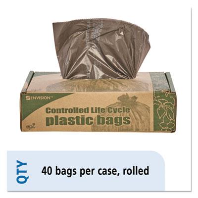 View larger image of Controlled Life-Cycle Plastic Trash Bags, 39 gal, 1.1 mil, 33" x 44", Brown, 40/Box