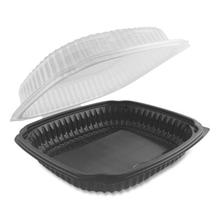 Culinary Lites Microwavable Container, 39 oz, 9 x 9 x 3.01, Clear/Black, Plastic, 100/Carton