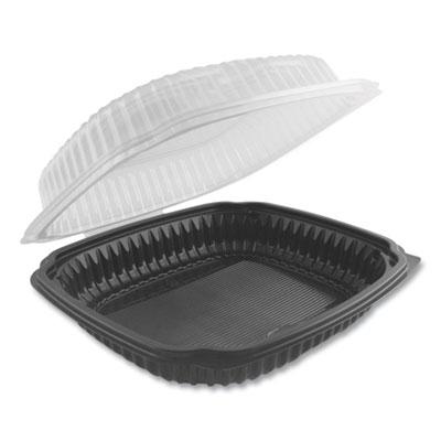 View larger image of Culinary Lites Microwavable Container, 47.5 oz, 10.56 x 9.98 x 3.18, Clear/Black, Plastic, 100/Carton