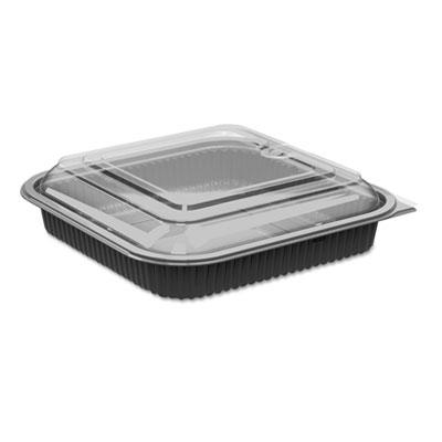 View larger image of Culinary Squares 2-Piece Microwavable Container, 36 oz, 8.46 x 8.46 x 2.25, Clear/Black, Plastic, 150/Carton