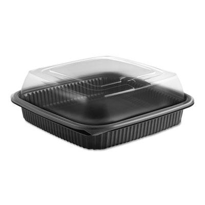 View larger image of Culinary Squares 2-Piece Microwavable Container, 36 oz, 8.46 x 8.46 x 2.91, Clear/Black, Plastic, 150/Carton