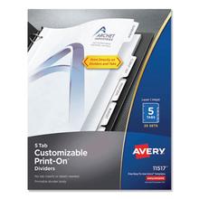 Customizable Print-On Dividers, 3-Hole Punched, 5-Tab, 11 x 8.5, White, 25 Sets