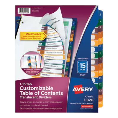 View larger image of Customizable Table of Contents Ready Index Dividers with Multicolor Tabs, 15-Tab, 1 to 15, 11 x 8.5, Translucent, 1 Set