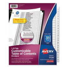 Customizable TOC Ready Index Black and White Dividers, 31-Tab, 1 to 31, 11 x 8.5, 1 Set