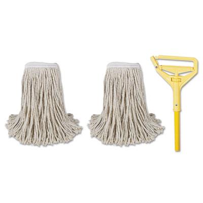 View larger image of Cut-End Mop Kits, #24, Natural, 60" Metal/Plastic Handle, Yellow