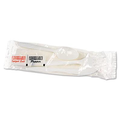 View larger image of Cutlery Kit, Plastic Fork/spoon/knife/salt/polypropylene/napkin, White, 250/carton