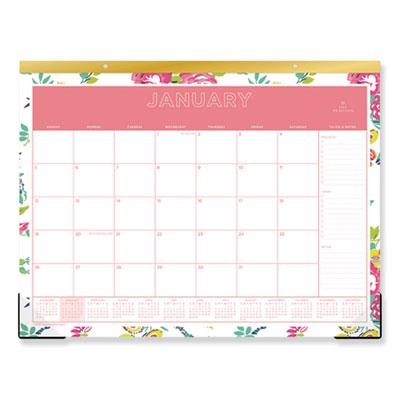 View larger image of Day Designer Peyton Desk Pad Calendar, Floral Artwork, 22 x 17, Black Binding, Clear Corners, 12-Month (Jan-Dec): 2024