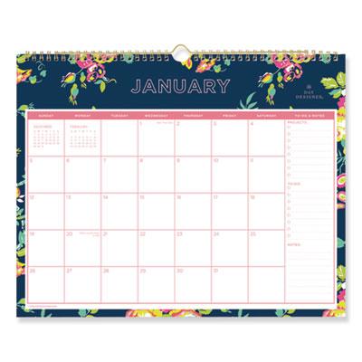 View larger image of Day Designer Peyton Wall Calendar, Peyton Floral Artwork, 15 x 12, White/Navy Sheets, 12-Month (Jan to Dec): 2024