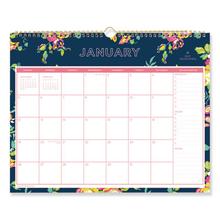 Day Designer Peyton Wall Calendar, Peyton Floral Artwork, 15 x 12, White/Navy Sheets, 12-Month (Jan to Dec): 2024