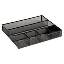 Metal Mesh Deep Desk Drawer Organizer, Six Compartments, 15.25 X 11.88 X 2.5, Black