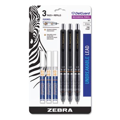 View larger image of Delguard Mechanical Pencil, 0.5 mm, HB (#2), Black Lead, Black Barrel, 3/Pack