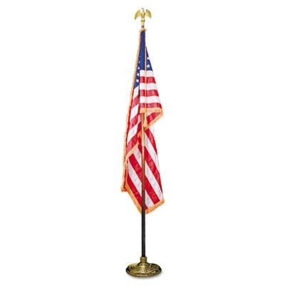 View larger image of Deluxe U.S. Flag and Staff Set, 60" x 36" Flag, 8 ft Oak Staff, 2" Gold Fringe, 7" Goldtone Eagle, Heavyweight Nylon