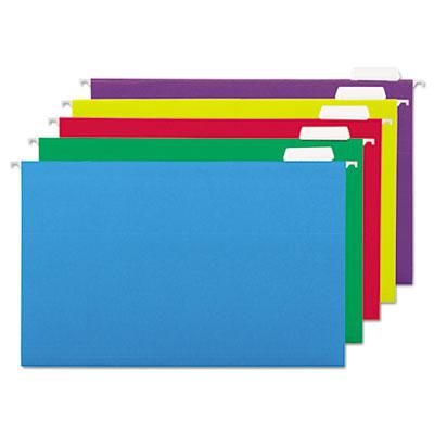 View larger image of Deluxe Bright Color Hanging File Folders, Legal Size, 1/5-Cut Tabs, Assorted Colors, 25/Box