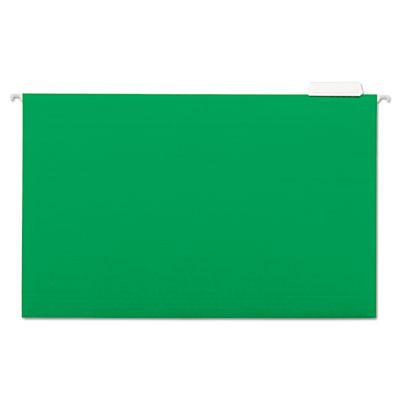 View larger image of Deluxe Bright Color Hanging File Folders, Legal Size, 1/5-Cut Tabs, Bright Green, 25/Box
