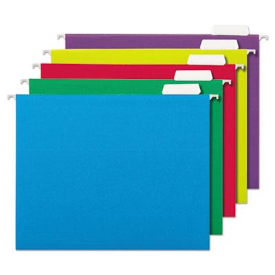 View larger image of Deluxe Bright Color Hanging File Folders, Letter Size, 1/5-Cut Tabs, Assorted Colors, 25/Box
