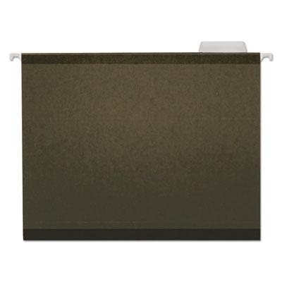 View larger image of Deluxe Reinforced Recycled Hanging File Folders, Letter Size, 1/5-Cut Tabs, Standard Green, 25/Box