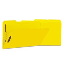 Deluxe Reinforced Top Tab Fastener Folders, 0.75" Expansion, 2 Fasteners, Legal Size, Yellow Exterior, 50/Box