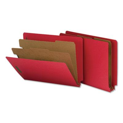 View larger image of Deluxe Six-Section Pressboard End Tab Classification Folders, 2 Dividers, 6 Fasteners, Letter Size, Bright Red, 10/Box