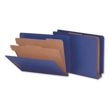 Deluxe Six-Section Pressboard End Tab Classification Folders, 2 Dividers, 6 Fasteners, Letter Size, Cobalt Blue, 10/Box