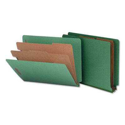 View larger image of Deluxe Six-Section Pressboard End Tab Classification Folders, 2 Dividers, 6 Fasteners, Letter Size, Green, 10/Box