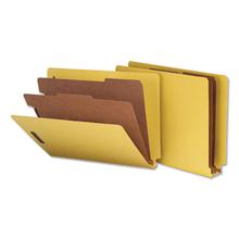 Deluxe Six-Section Pressboard End Tab Classification Folders, 2 Dividers, 6 Fasteners, Letter Size, Yellow, 10/Box