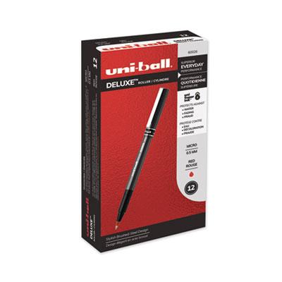 View larger image of Deluxe Roller Ball Pen, Stick, Extra-Fine 0.5 mm, Red Ink, Metallic Gray/Black/Red Barrel, Dozen