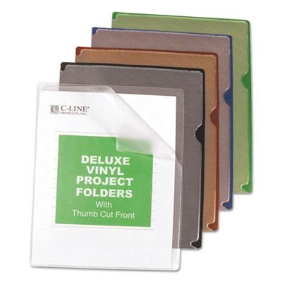 View larger image of Deluxe Vinyl Project Folders, Letter Size, Assorted Colors, 35/Box