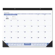 Desk Pad, 22 x 17, White Sheets, Black Binding, Black Corners, 12-Month (Jan to Dec): 2024