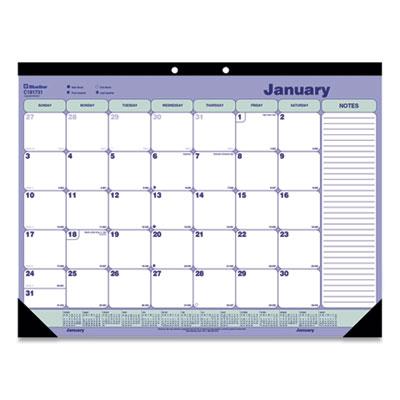 View larger image of Monthly Desk Pad Calendar, 21.25 x 16, White/Blue/Green Sheets, Black Binding, Black Corners, 12-Month (Jan to Dec): 2024