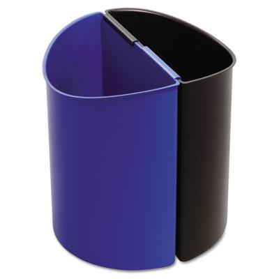 View larger image of Desk-Side Recycling Receptacle, 3 gal, Plastic, Black/Blue