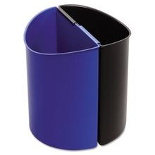 Desk-Side Recycling Receptacle, 7 gal, Plastic, Black/Blue