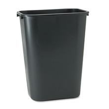 Deskside Plastic Wastebasket, 10.25 gal, Plastic, Black