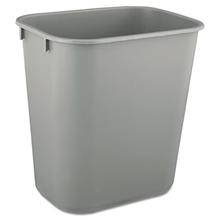 Deskside Plastic Wastebasket, 3.5 gal, Plastic, Gray