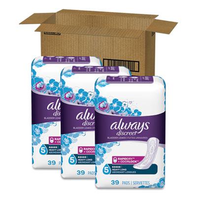 View larger image of Discreet Sensitive Bladder Protection Pads, Heavy Absorbency, Long, 39/pack, 3 Packs/carton