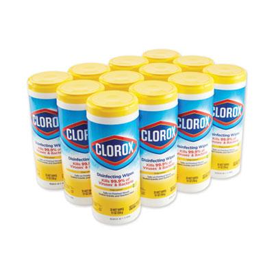 View larger image of Disinfecting Wipes, 1-Ply, 7 x 8, Crisp Lemon, White, 35/Canister, 12 Canisters/Carton