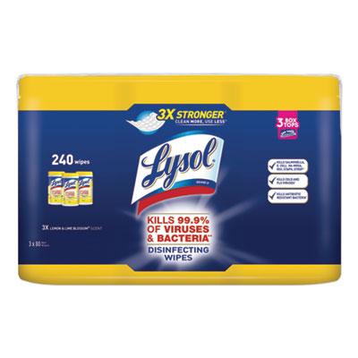 View larger image of Disinfecting Wipes, 1-Ply, 7 x 7.25, Lemon and Lime Blossom, White, 80 Wipes/Canister, 3 Canisters/Pack