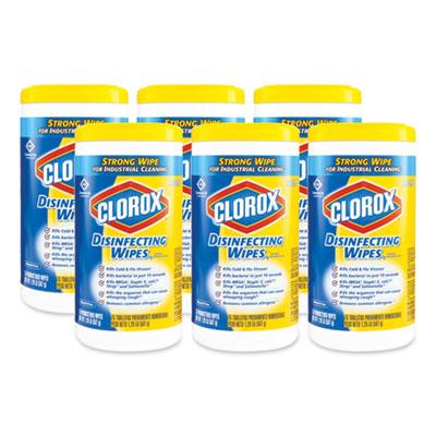 View larger image of Disinfecting Wipes, 1-Ply, 7 x 8, Lemon Fresh, White, 75/Canister, 6/Carton